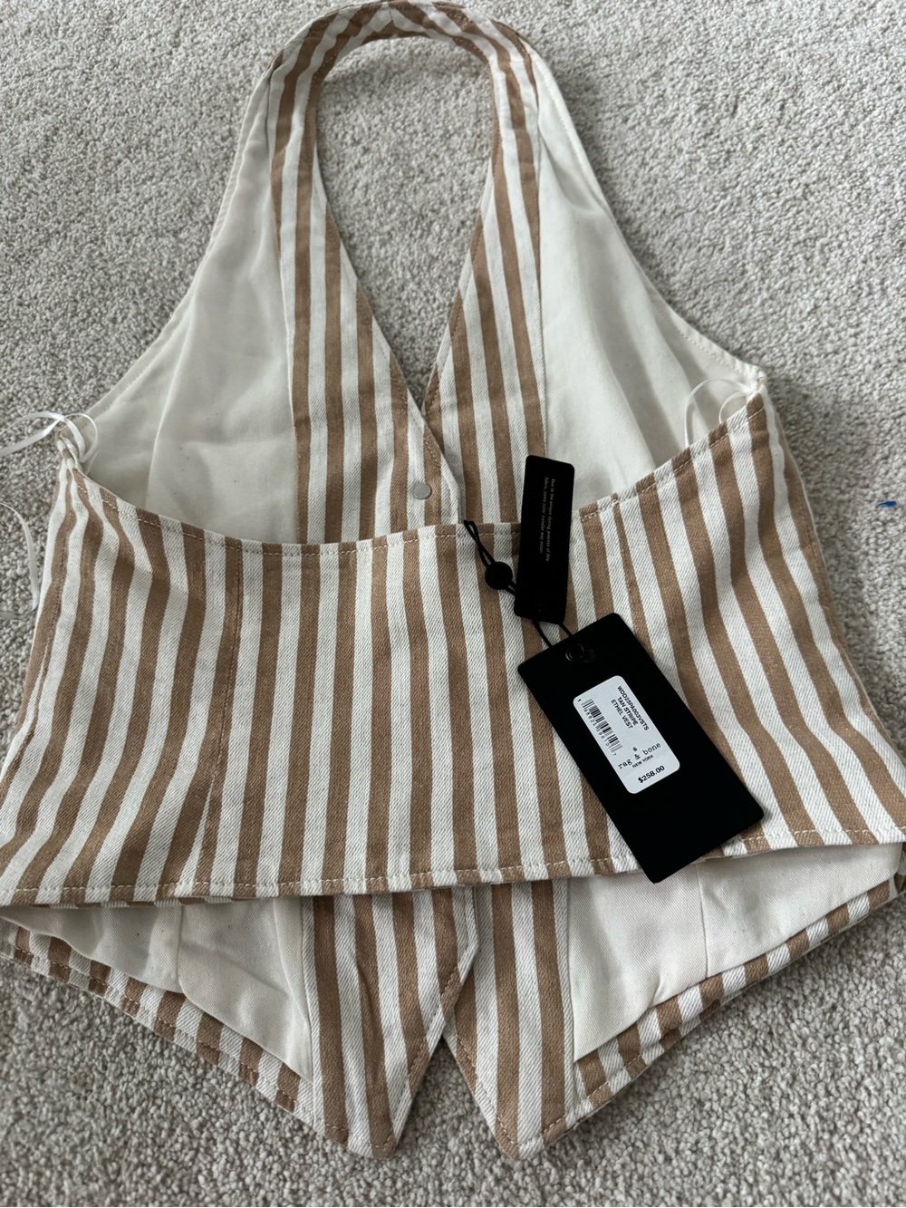 rag & bone Beige and White Striped Halter Vest - Picture 5 of 5
